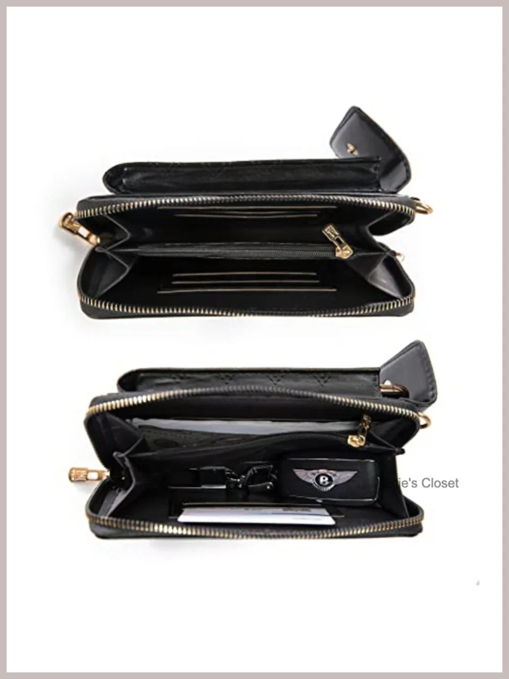 Quilted Vegan Leather Crossbody Phone Purse RFID Blocking Wallet Adjustable